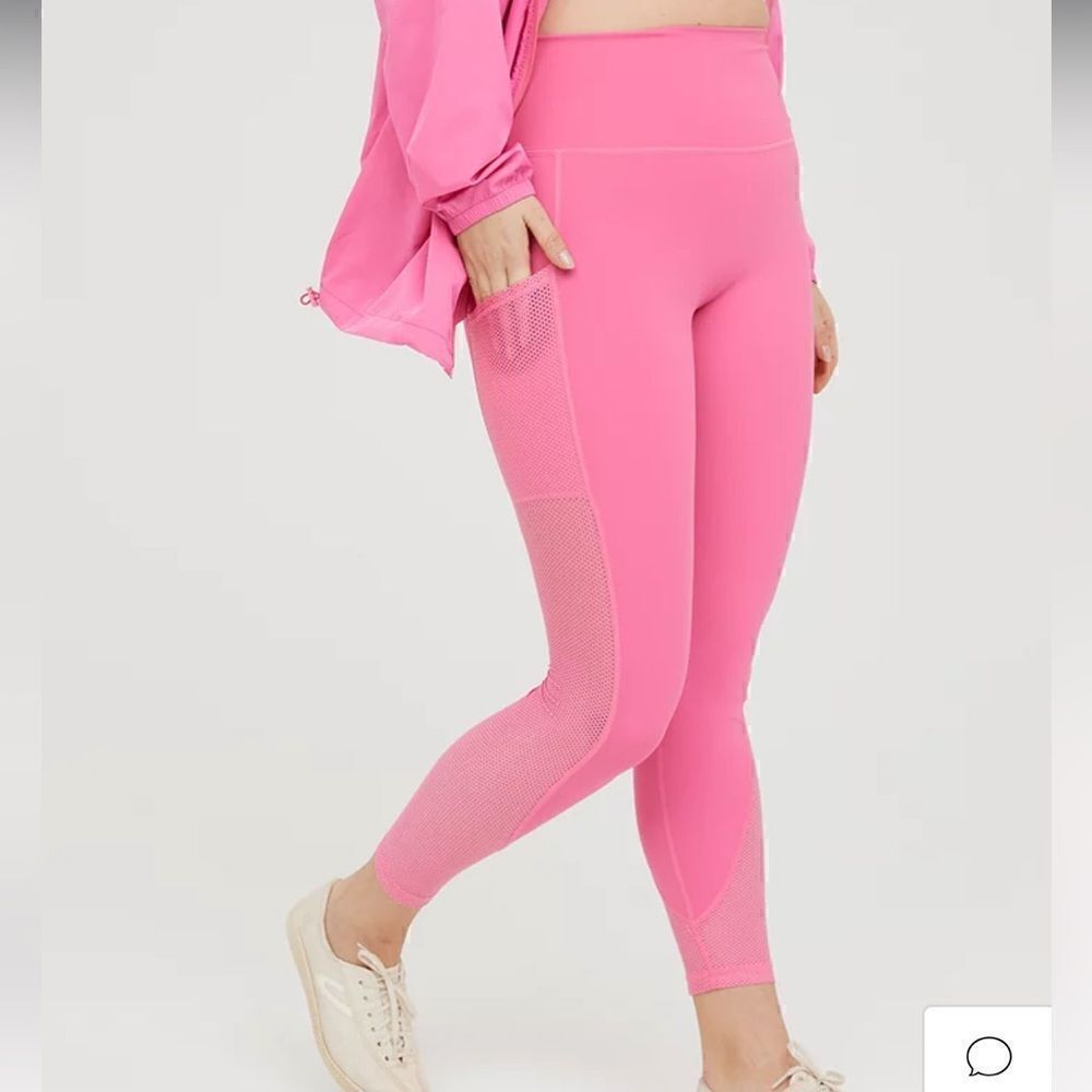 Aerie Offline Goals High Rise 7/8 Legging Pink Mesh Pockets